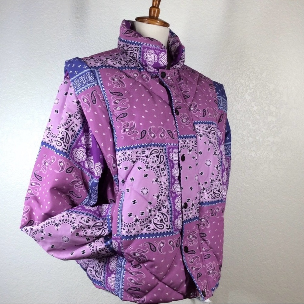 Pistola Purple and Pink Puffer Jacket with Bohemian Patchwork - Picture 4 of 5